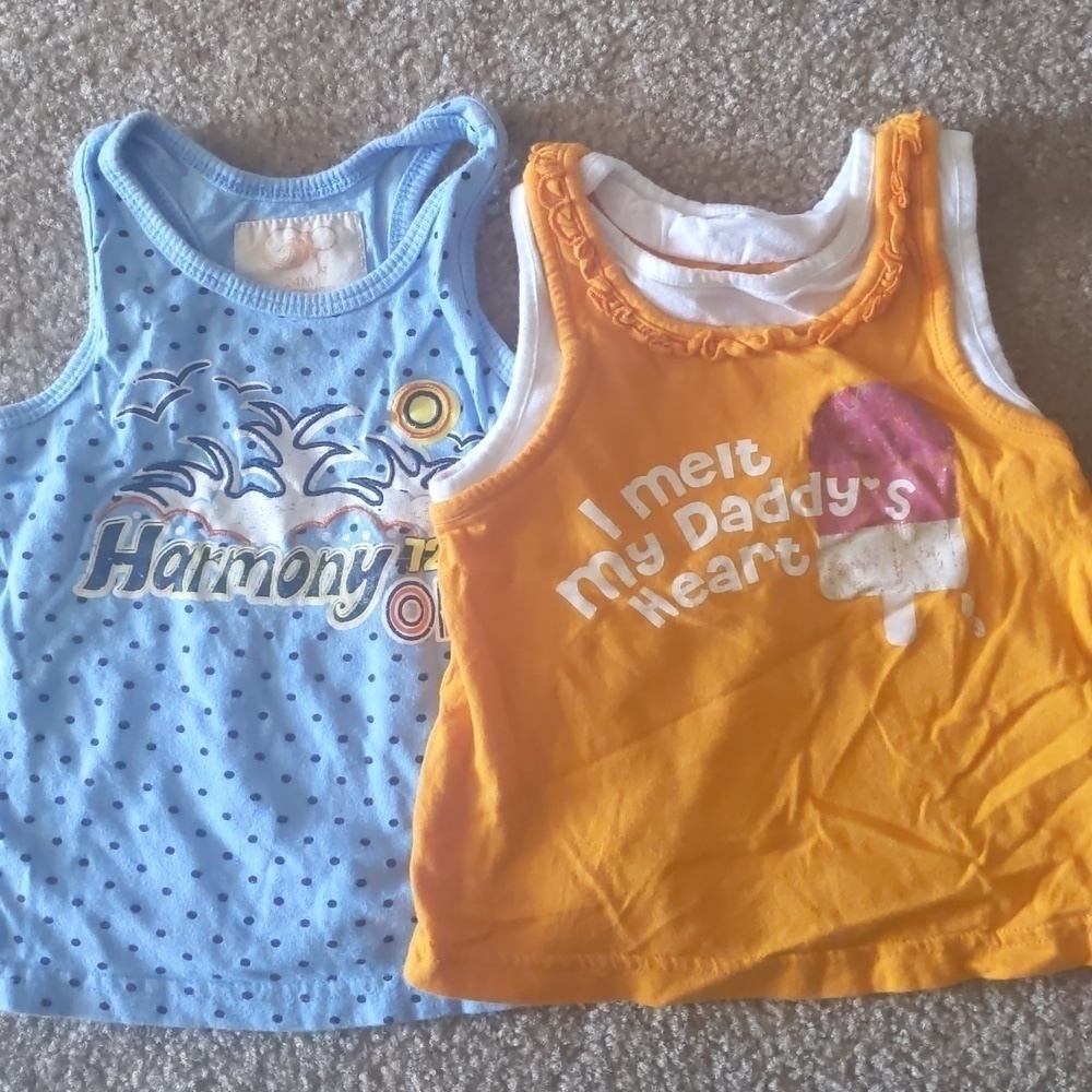 18-24 months girls tank top with ocean and ice cream